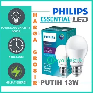 PHILIPS LAMPU LED ESSENTIAL 13 W 13W 13 WATT PUTIH COOL DAYLIGHT GROSIR MURAH