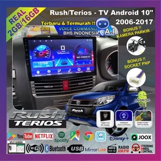 Rush Terios 2007-16 | Headunit Android 10in 2/16gb,Voice Command,Wifi,DSP(Bonus Kamera Parkir&Socket PNP)