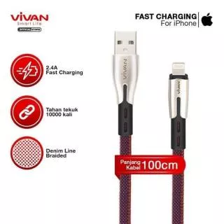 100% ORI VIVAN Kabel Iphone BTK-L Fast Charging Original 2.4A -100CM