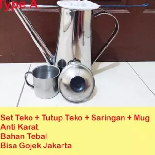 DU Grosir Set Teko Thai Tea + Mug + Saring | Teh Tarik Dum Dum Murah