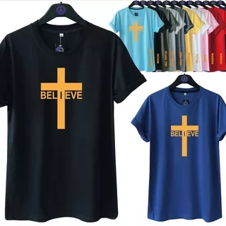 Tshirt Rohani Gold Salib Believe / Kaos Distro
