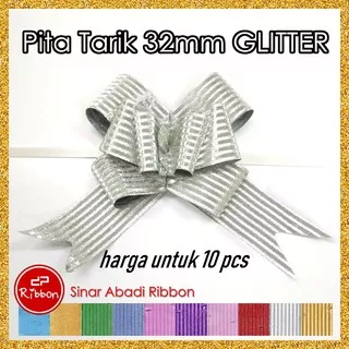 Pita Tarik Glitter 32 mm Pita Serut Besar Hiasan Parcel Kado Souvenir PITA GLITER