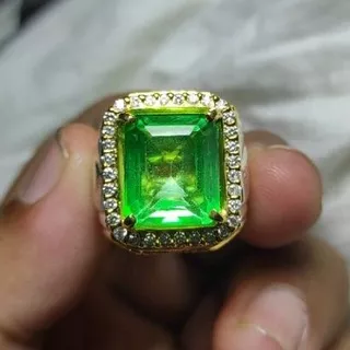 Cincin permata asli - Zamrud Colombia super HQ CO - Batu Permata Cincin Perak Zamrud Colombia Coated