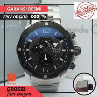 PROMO JAM TANGAN PRIA COWOK ALEXANDER ALEXANDRE CHRISTIE AC 6410 ORIGINAL&-GARANSI SILVER BLACK