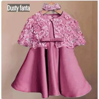 Dress pesta brokat anak princess cape balita,ulang tahun,gaun frozen