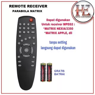 REMOT REMOTE KONTROL MESIN  RECEIVER PARABOLA MATRIX MATRIK METRIK BURGER MPEG 2 MP2 & BATU BATRE BATERAI EMPE DUA NEXIA GETMECOM GETME KVISION KAFISION KAFISEN