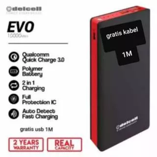 Powerbank delcell evo 10000 mah real kapasitas Qualcom 3.0 fast charging original next delcell eco
