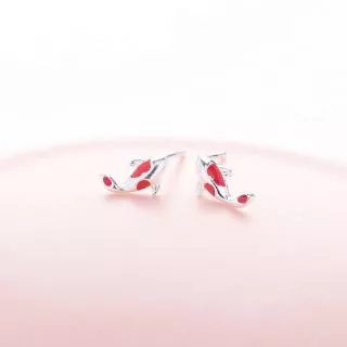 ?????? S925 pure silver carp Earrings simple and lovely earrings girl`s jewelry gift