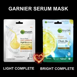 Garnier Serum Mask Light Complete Bright Up Tissue Mask (Masker Wajah) - 28gr Garnier Serum Mask Bright Up Complete Clear aup Anti Acne Mask