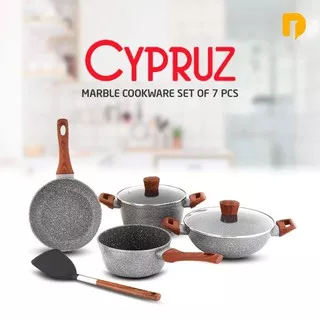 BEST SELLER CYPRUZ MARBLE COOKWARE SET OF 7 PCS PANCI MARBEL ANTI LENGKET