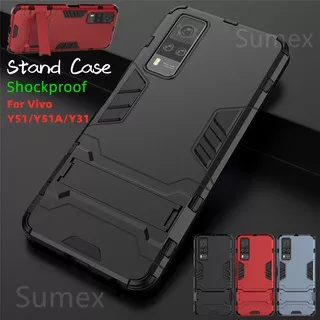 Anti-collision Cover For VIVO Y51 Y51A Y31 Y 51 A 51A 31 VIVOY31 VIVOY51 A VIVOY51A V2030 V2031 V2036 V 2030 2031 2036 2020 2021 Hard Shockproof Stand Phone Case, Black Cases, Bumper Casing, Mecha Style Waterproof Drop-resistance Back Shell