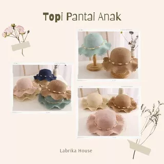 Topi Pantai Anak Perempuan Pita Rotan / Topi Anak Perempuan Labrika House