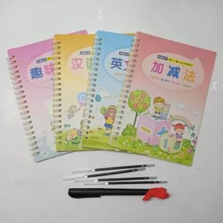 Magic book Buku Activity belajar menulis pen magic bisa dipakai berulang Magic Clean Book Pen