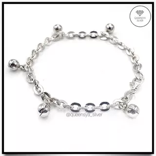 Aksesoris Wanita Gelang Tangan Wanita Korea/Gelang Kaki Bayi Silver || Asli Perak 935 Model HOLLOW Besar Ringan Variasi Lonceng/Bel/Kerincing Bunyi || Lapis Mas Putih Kuning 18K