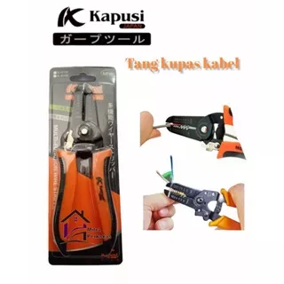 Tang Kupas Potong Kabel Wire Cutter Pliers KAPUSI K-9100,Tang Kupas Kabel Kapusi  3in1 7 Ori Japan.