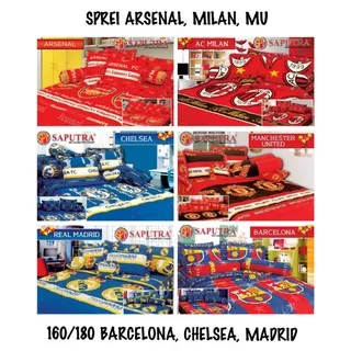 Saputra-Sprei LIMITED EDITION 160/180 Queen King Bola Arsenall Milann Chelsea Barca Mu Liverpool