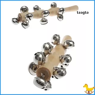 Tsogto Wooden Metal Hand Bell Ring Shaker Stick Musical Instrument Kids Education Toy