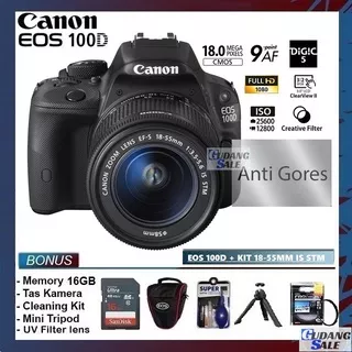 [NEW] KAMERA CANON EOS 100D + LENSA KIT 18-55MM IS STM - GARANSI 1 TAHUN - CAMERA DSLR 1300d 1200d