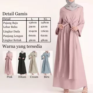 Dress Wanita Muslim Gamis Muslim Long Dress Import Bahan Katun Ukuran L XL