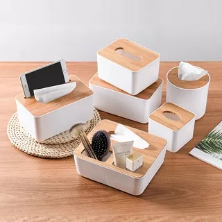 Kotak Tisu Tissue Kayu dan Remot Multifungsi Organizer Box Shabby Chic Minimalis Modern Scandinavian