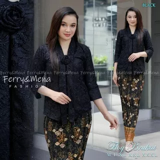 Real pict!!! kebaya brokat kutubaru floy polos best seller /  maroon / navy / abu / hitam / gold/ Wardah