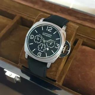 Grosiran Jam Tangan Pria Luminor Panerai Tali Kulit Tanggal Aktif Free Box & Baterai - Bisa COD