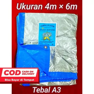 Terpal Tenda Plastik Ukuran 4m x 6m Tebal A3 Cap Gajah Bintang 4x6 Kuat Awet 4 x 6 Meter Terfal