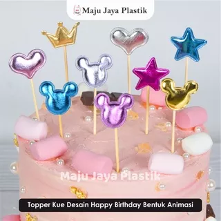 5pcs Topper Kue Desain Happy Birthday Bentuk Hati Untuk Dekorasi / Toper Cake Happy Birthday/ hiasan kue tart/ topper cake/ toper kue ultah/ topper cake/ hiasan kue tart