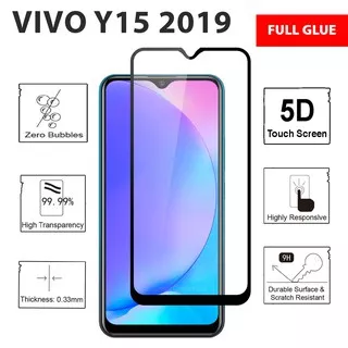 Premium Tempered Glass ANTI GORES VIVO Y15 Y 15 2019 FULL LEM GLUE 5D 9D 11 12D