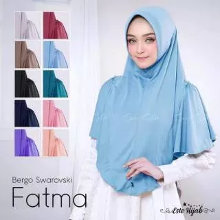 Jilbab Khimar Swarovski Fatma Hijab Bergo Syari Model Pinguin Pet Busa Antem dan Aksen Layer Kristal