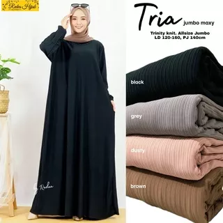 gamis jumbo wanita ld 120-160 tria maxy dress allsize mat trinity knit ori redea hijab