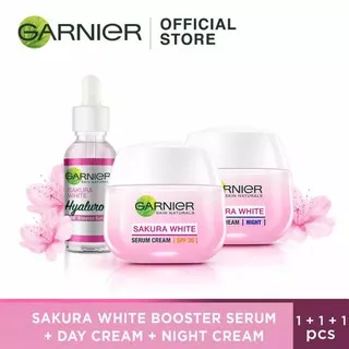 Garnier Sakura White Serum + Day Cream + Night Cream - Rangkaian Garnier Sakura White Serum & Cream
