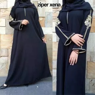 Abaya Gamis Hitam Maxi Dress Arab Saudi Bordir Turki Dubai Turkey India Ziper Xena