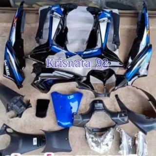 Cover full set body halus, kasar, dan lampu Honda supra x 125 tahun 2008 warna hitam biru