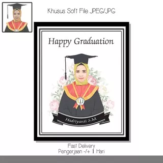 KADO WISUDA UNIK KHUSUS FILE MURAH, HADIAH GRADUATION KARIKATUR DIGITAL WISUDA HADIAH WISUDA CEWEK