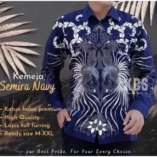 KEMEJA BATIK SLIMFIT DAN REGULER PRIA SEMIRA NAVY KATUN SRAGENAN PRIMIUM HIGHT QUALITY