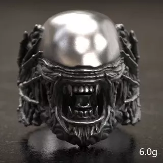 Vintage Fashion Punk Men Women Ring Punk Motorcycle Style Black Exaggerated Skull Ghost Head Ring Men`s Biker Jewelry