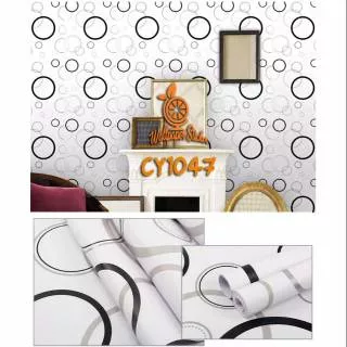 Wallpaper Dinding Hitam Putih Polkadot Motif lingkaran Termurah Harga Grosir