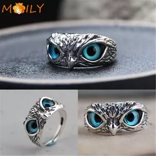 MOILY Lovers Owl Eye Mother`s Day Vintage Ring Statement Ring Gift Demon Jewelry Retro Animal Style Open Adjustable/Multicolor