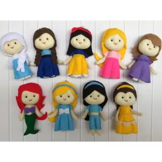 Gantungan kunci boneka flanel princess putri disney felt souvenir ultah kerincing elsa anna sofia