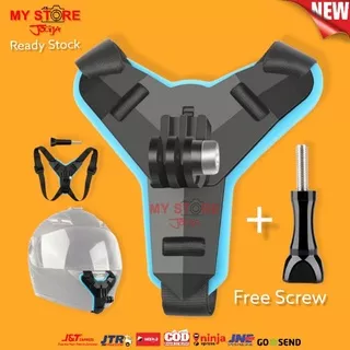 Mounting Helm Fullface Holder Helmet Chin Mount + Screw GoPro 3 4 5 6 7 8 9 DJI Osmo Action Camera Yi Cam sjicam Motovlog Vlog Full Face Motor cross ninja ink yamaha honda kawasaki ninja helm