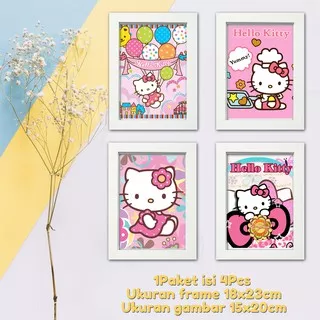 BINGKAI FOTO pajangan dinding rumah frame foto kamar anak motif hello kitty doraemon