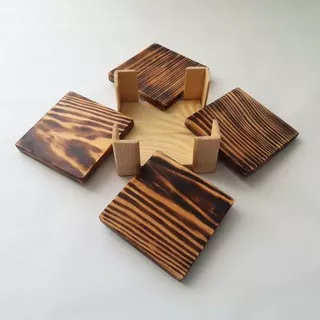 wooden coaster set/tatakan gelas set kayu