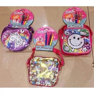 TOYS KINGDOM SALE] Tas slempang anak TK sD kiddy star be magical squin patches tas angpau shoulder