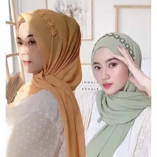 Hijab Jilbab Pashmina Bando Payet Mutiara Bunga Cantik Tali Non Pet 165X75 Murah Bahan Diamond Premium Lembut Adem Sangat Nyaman Ukuran Kerudung Pasmina Linalivia Bella Squere Deenay Hijap Arrafi Elzatta Non Bergo Syari Jilbab Fashion Wanita Muslimah Pree