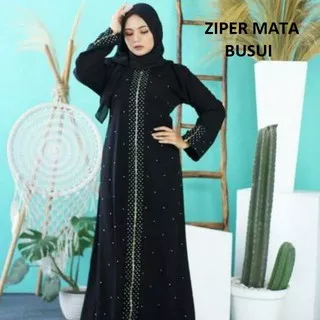 Abaya Hitam Gamis Maxi Dress Arab Saudi Zephy Turki Umroh Dubai Turkey India Ziper Mata