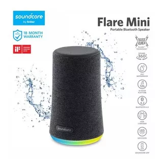 Anker Soundcore Flare Mini Portable Bluetooth Speaker - Hitam (Upgraded)