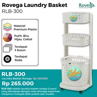 Rovega Keranjang Pakaian Premium Laundry Basket 3 Susun RLB-300 / Keranjang Pakaian Kotor & Bersih