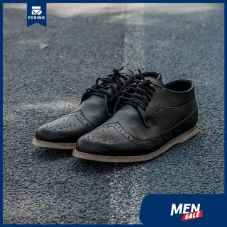 King Black | Sepatu Pantofel Casual Ori Klasik Kulit Pria Cowok Men Wingtip Footwear | FORIND x Joey