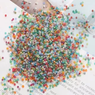 1/Bag About 700 Glass Rice Beads 3mm Diameter 0.8mm Frosted Glass Seed Beads DIY Handmade Beaded Small Jewelry Making Materials